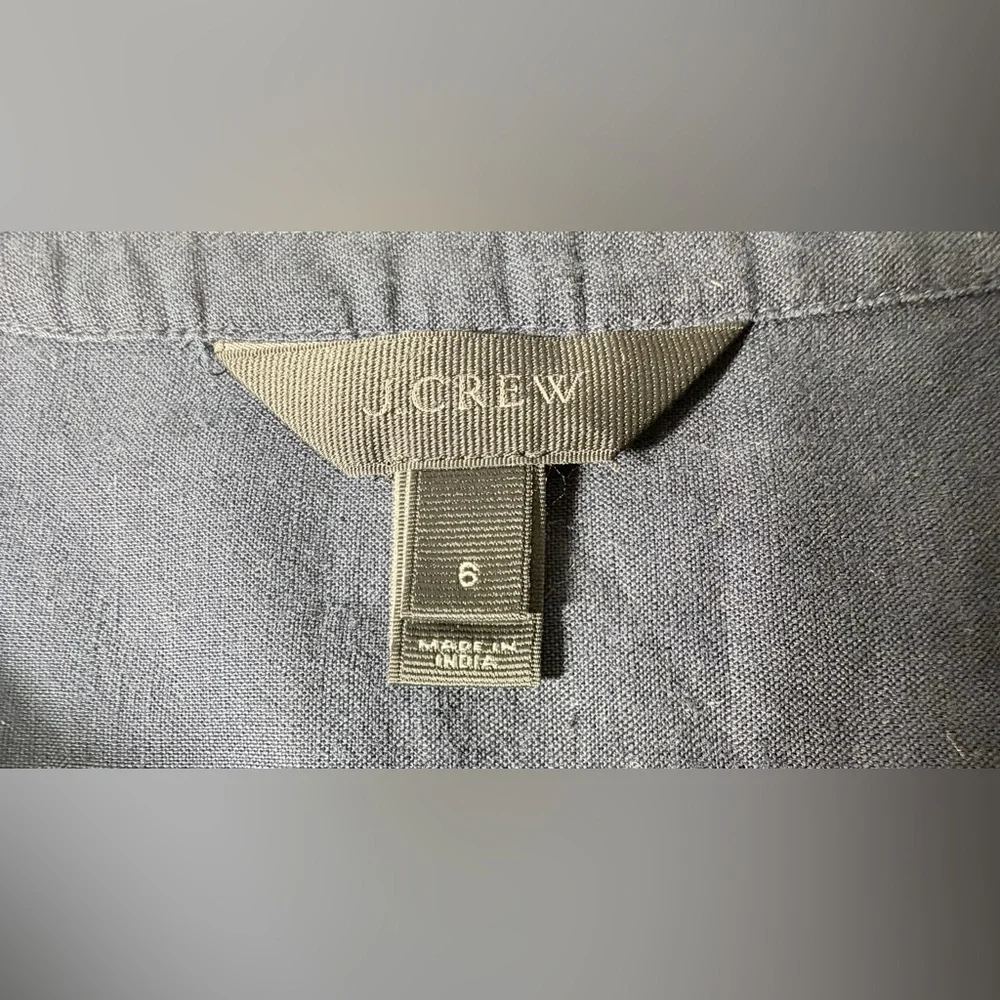 J. Crew Navy Blue Peasant Blouse with Green Embroidery - Picture 7 of 12